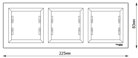 Габаритные размеры тройной рамки Шнайдер Электрик Асфора